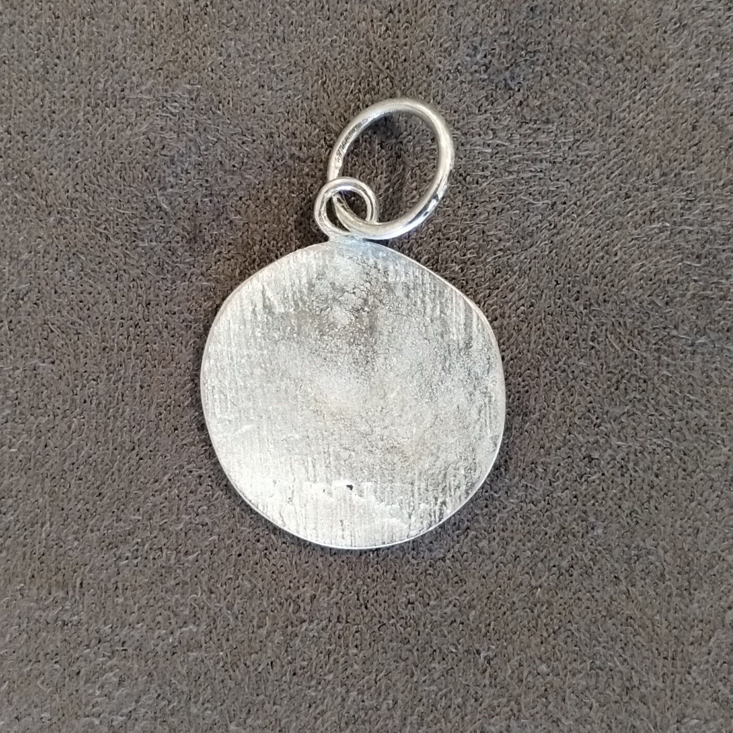 Round Sterling Silver Algiz Charm Pendant