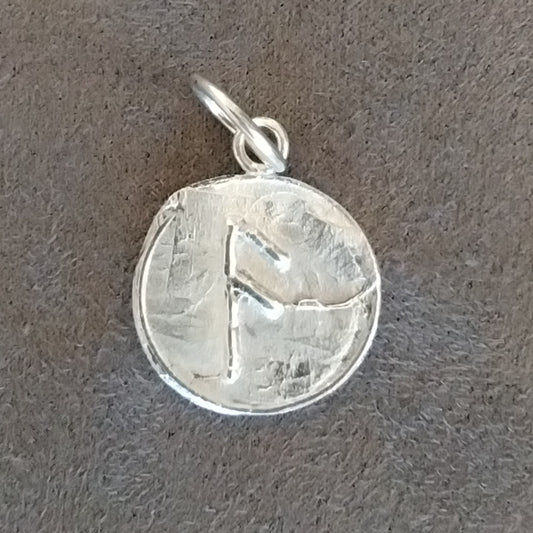 Round Sterling Silver Ansuz Charm Pendant